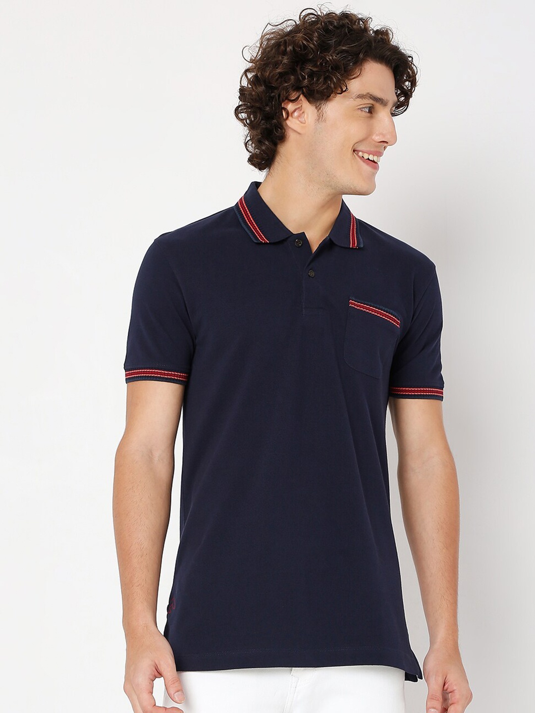 

Mufti Polo Collar Slim Fit Pure Cotton T-shirt, Navy blue