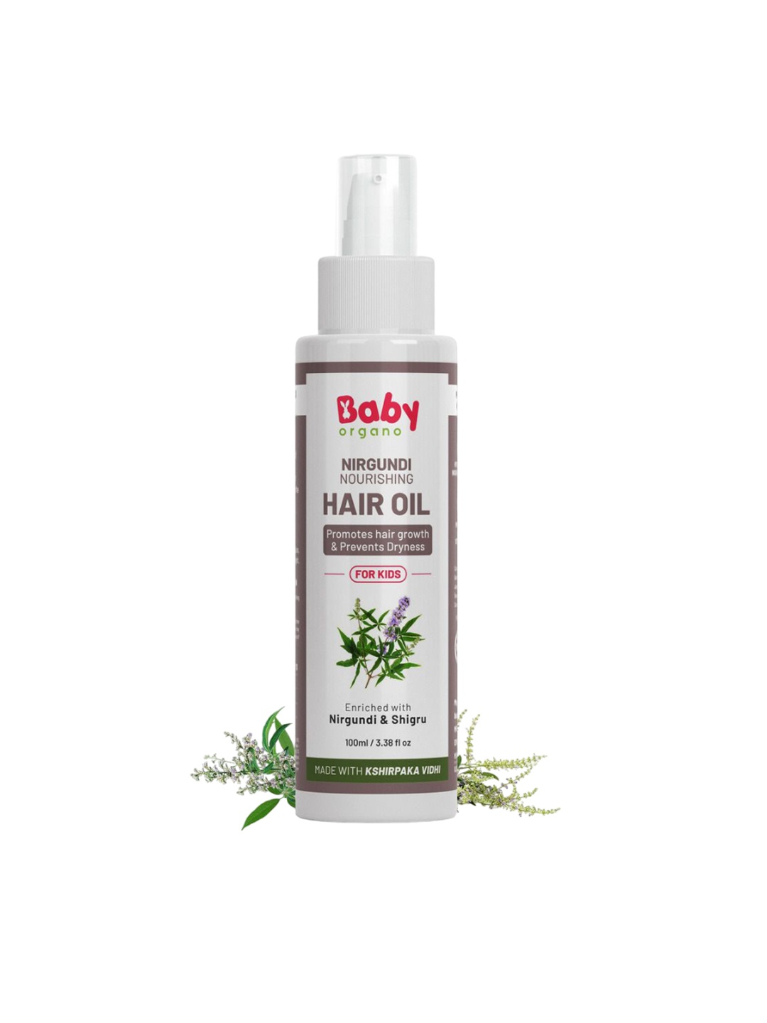 

BABYORGANO Nirgundi & Shigru Infused Nourishing Hair Oil For Kids- 100ml, White