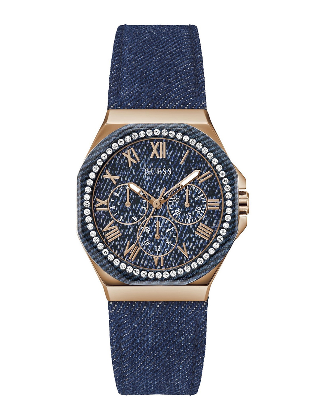 

GUESS Women Embellished Dial & Straps Analogue Watch GW0753L5, Blue
