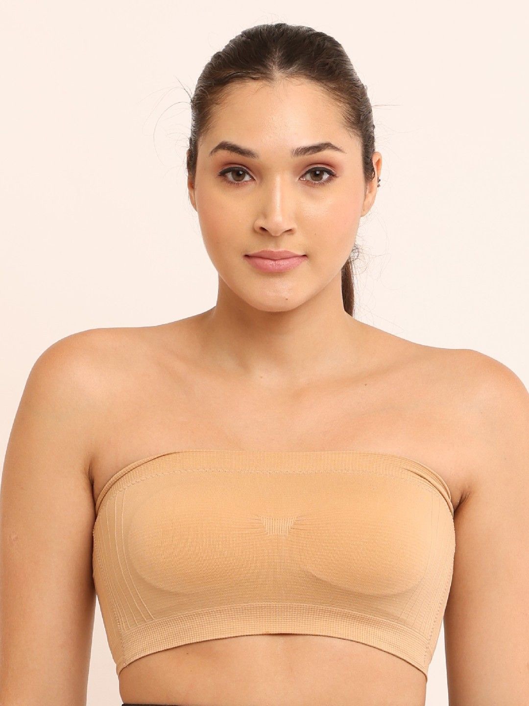 

Poftik Full Coverage Strapless Non Wired Lightly Padded Bandeau bra, Nude