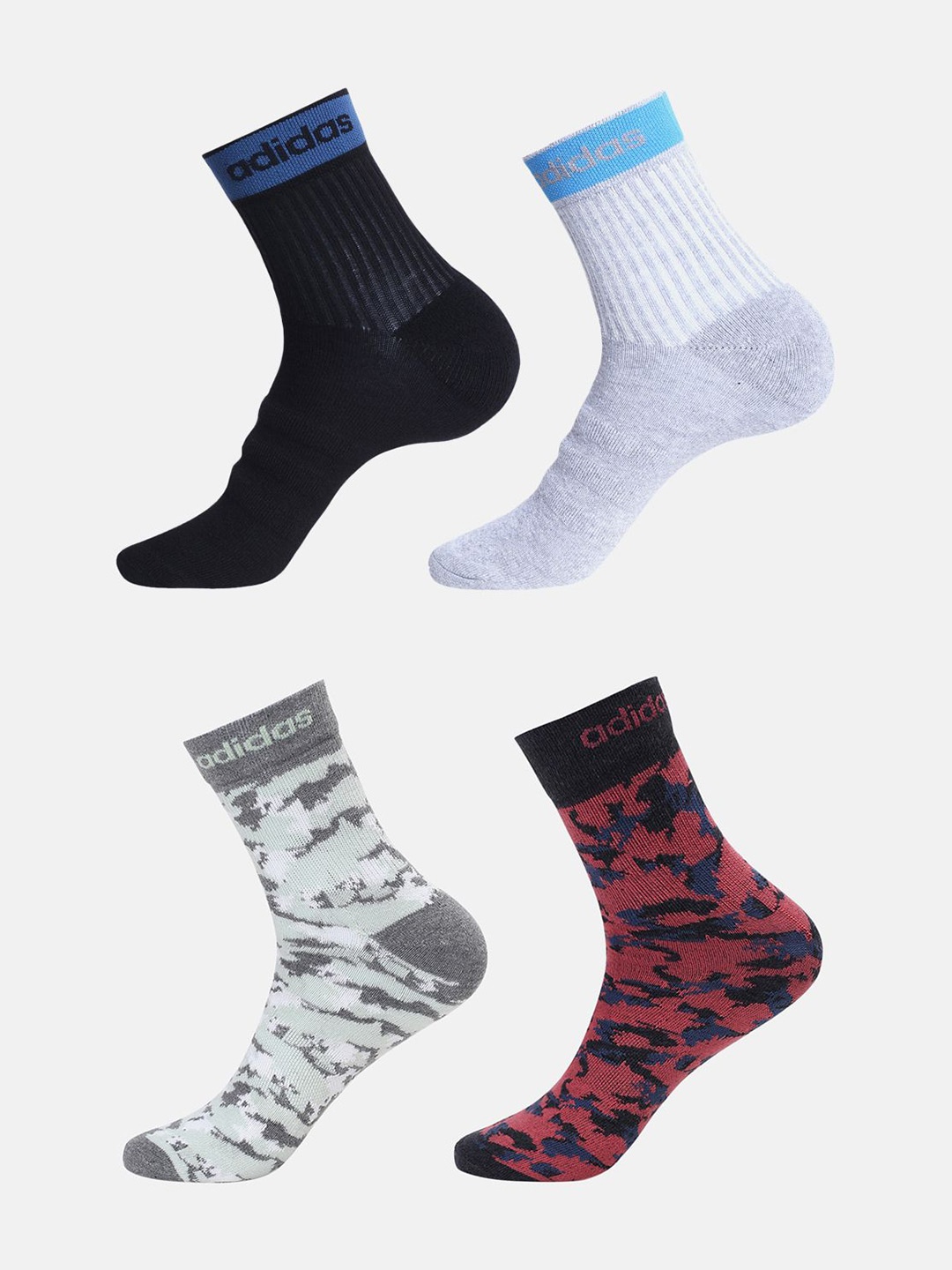 

ADIDAS Men Pack Of 4 Patterned Ankle-Length Socks, Red