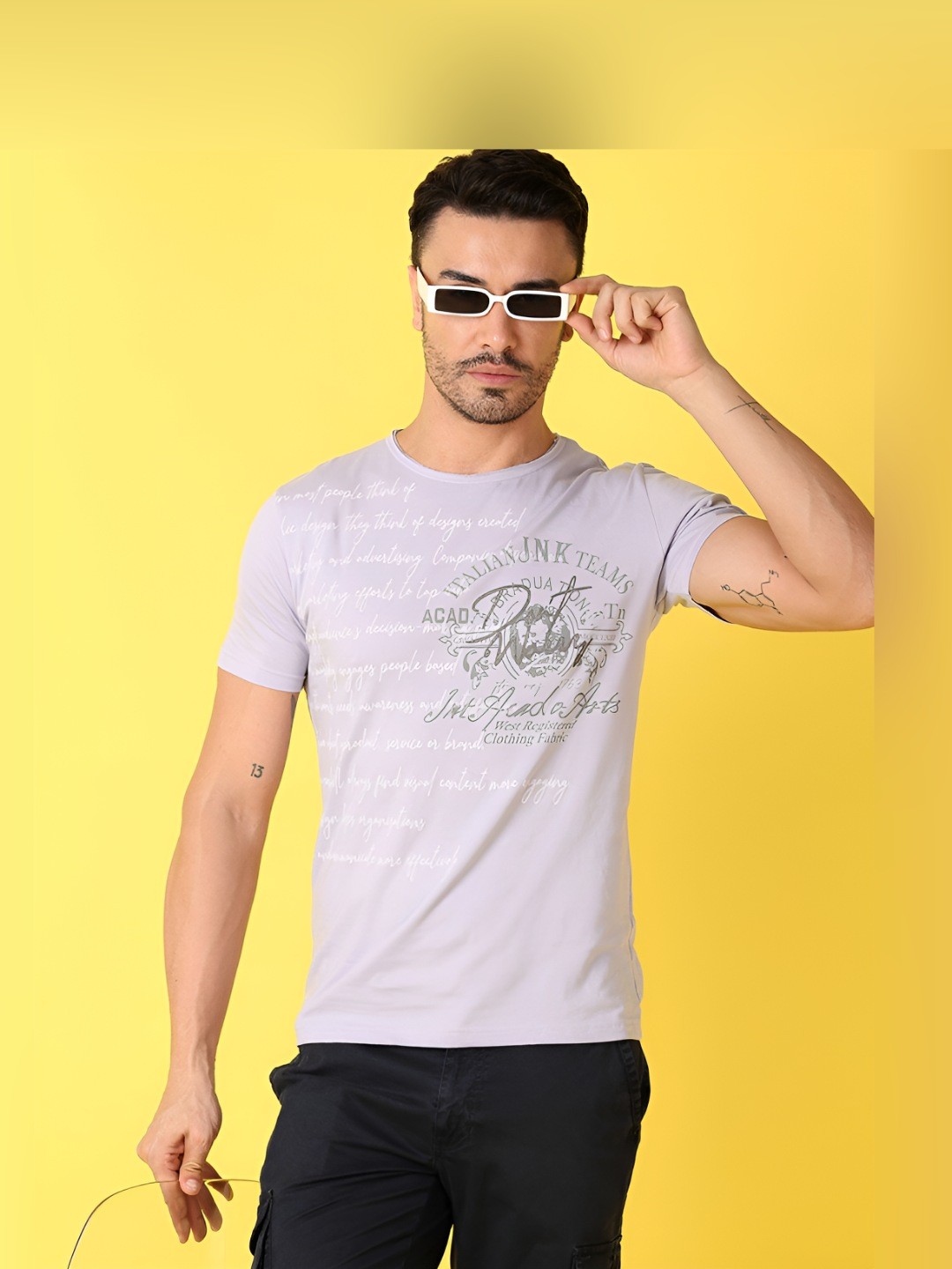 

V-Mart Men Typography Printed Round Neck Cotton Slim Fit T-Shirt, Mauve