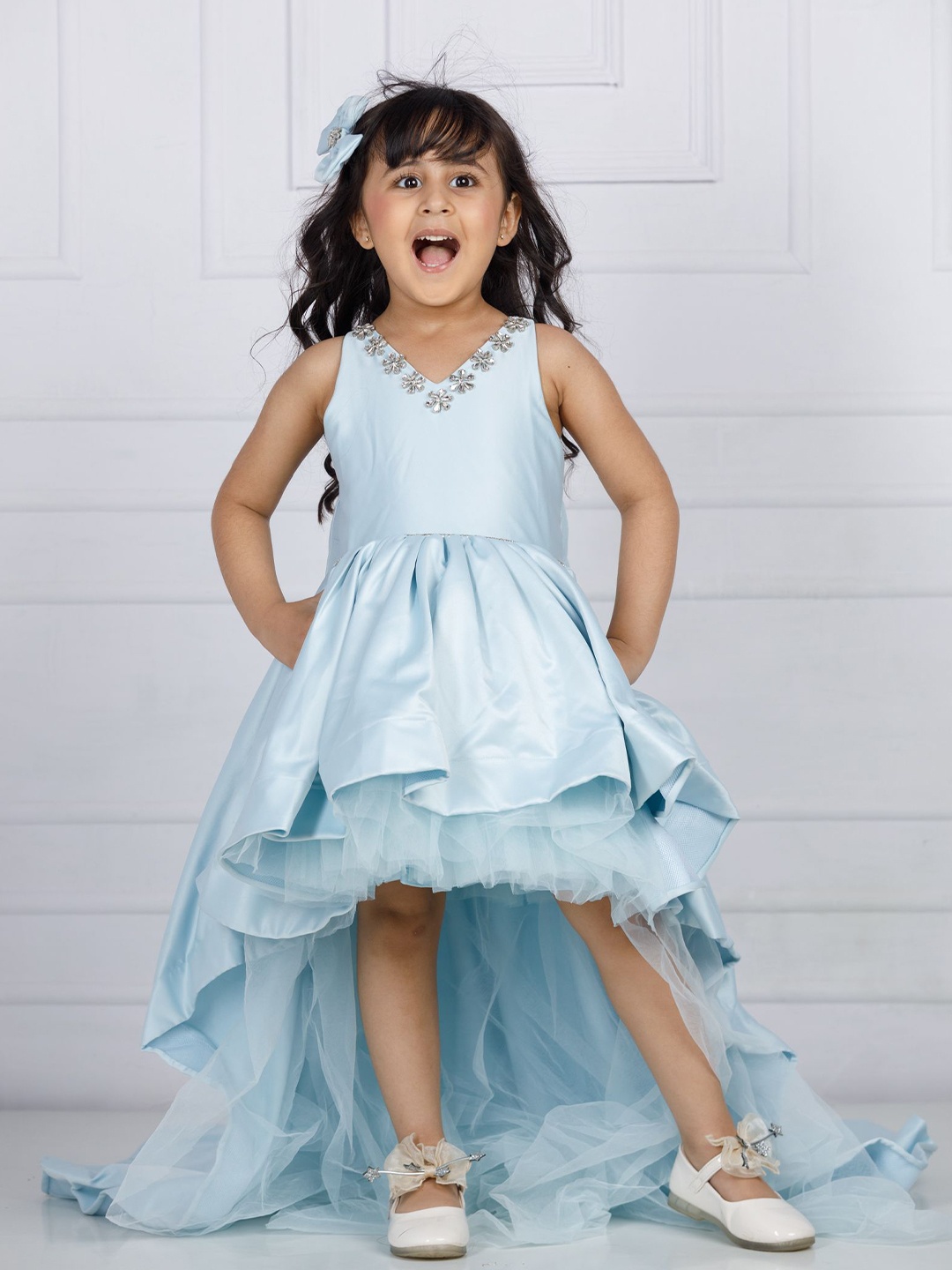 

The Lush Affair Girl Solid High-Low Fit & Flare Dress, Blue
