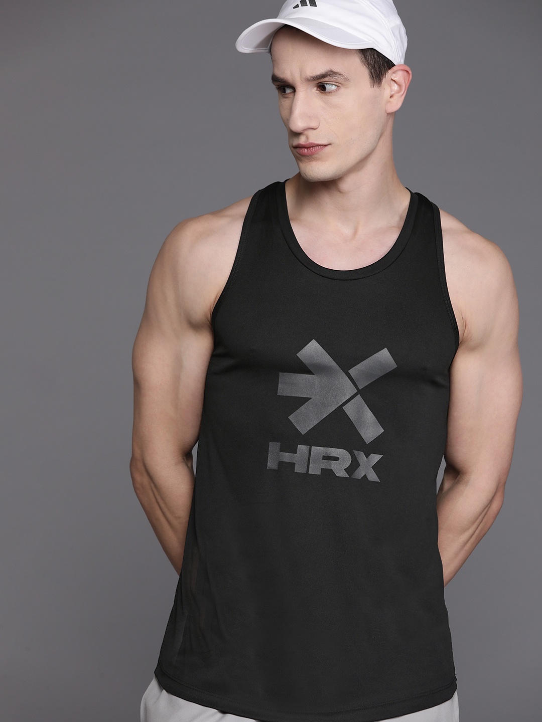 

HRX by Hrithik Roshan Brand Logo Printed Rapid-Dry Training T-shirt, Black