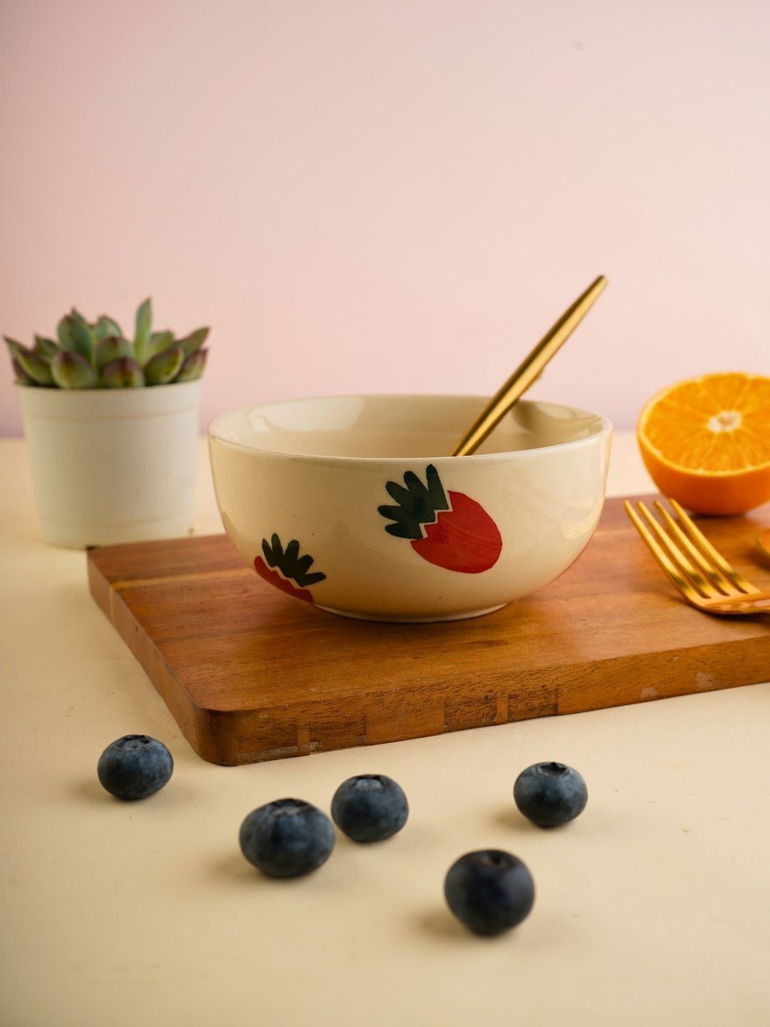 

WEAVING HOMES White & Red Printed Ceramic Glossy Serving Bowl 250ml
