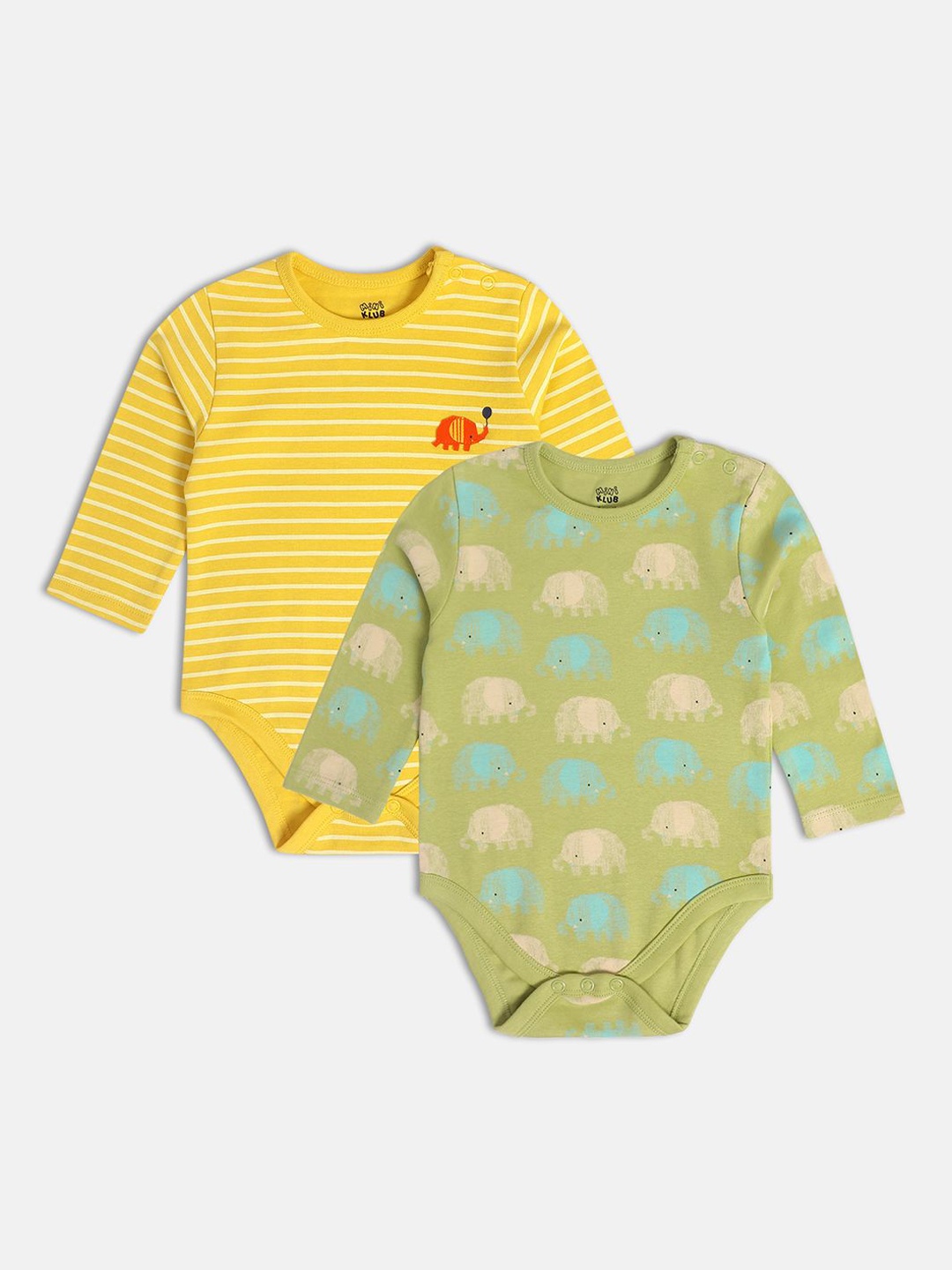 

MINI KLUB Infant Boys Round Neck Printed Bodysuit, Green