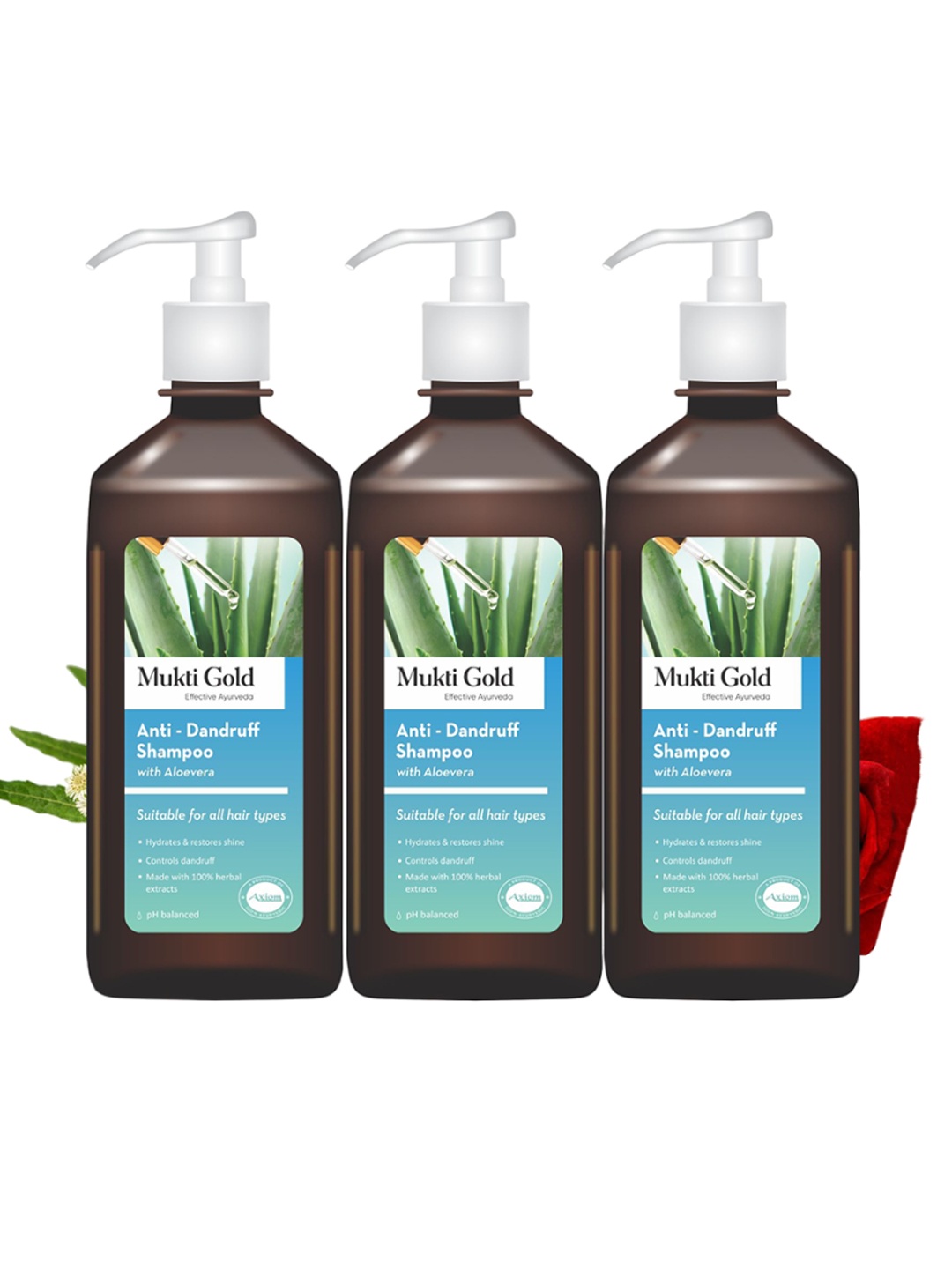 

Mukti Gold Set Of 3 Aloevera Anti-Dandruff Shampoo- 400ml Each, Brown