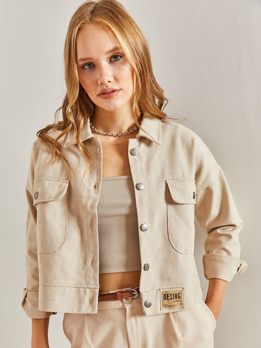 

BIANCO LUCCI Women Crop Tailored Jacket, Na