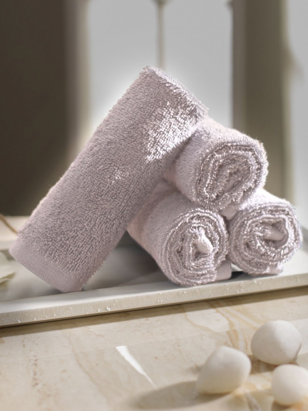 

MASPAR Acanthus Serenity Pink 4 Pieces Self Design Cotton 550 GSM Hand Towels