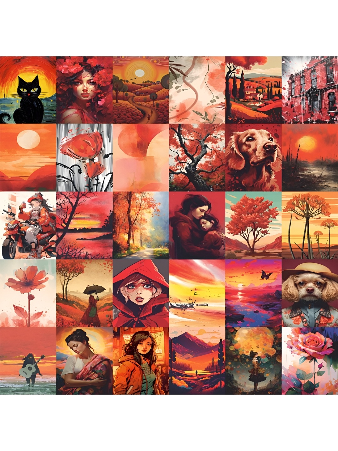 

CVANU Orange-Colored and Green 112 Pieces Floral and Botanical Paper Wall Posters