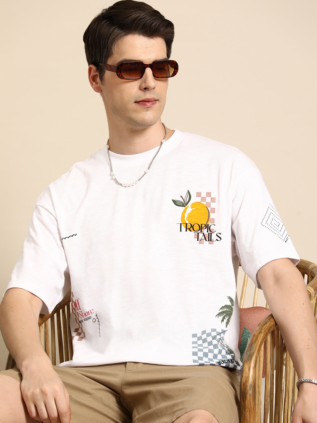 

Mast & Harbour Men Printed T-shirt, White