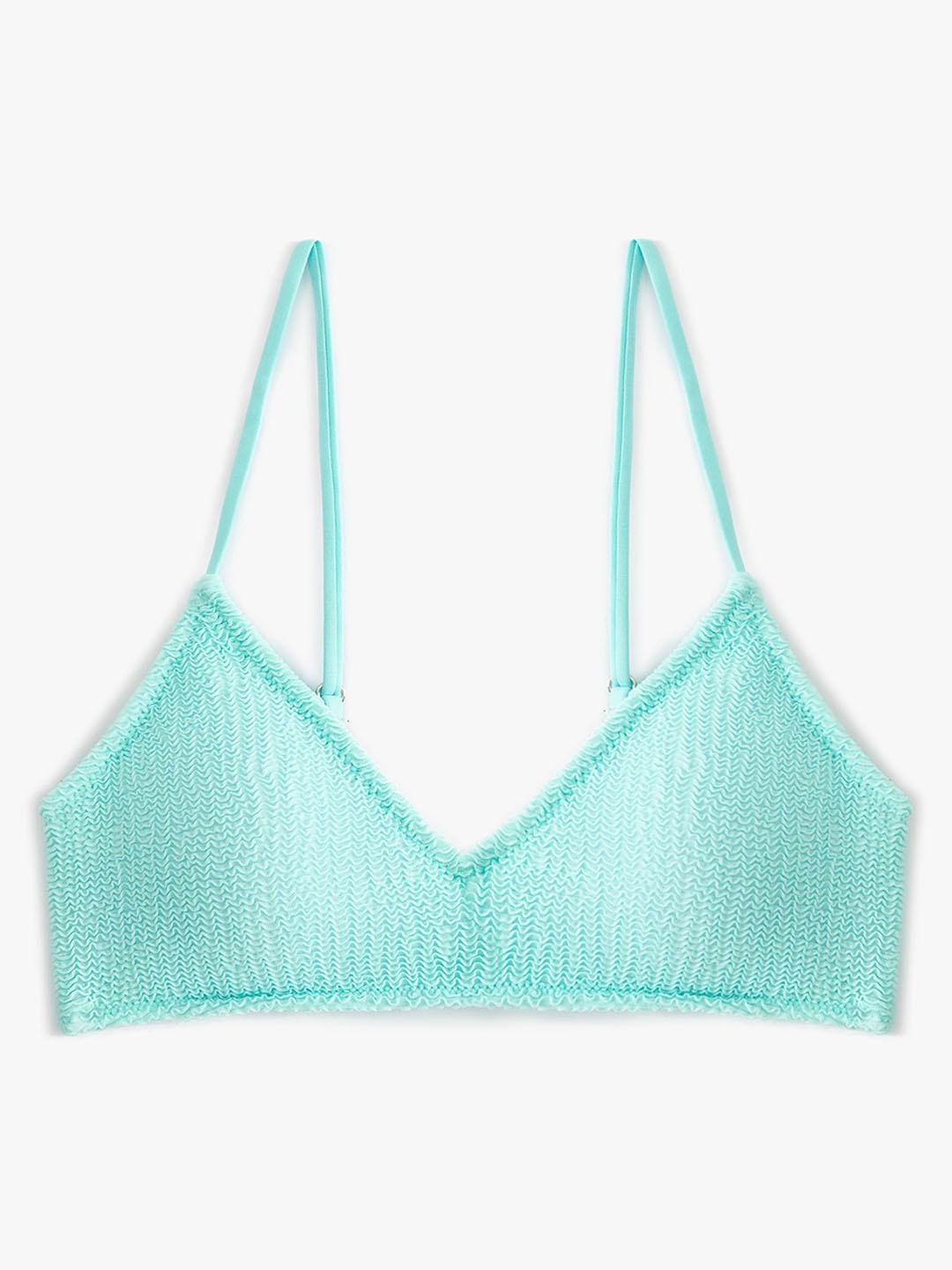 

Koton Self-Design Swimwear Bikini Bra, Turquoise blue