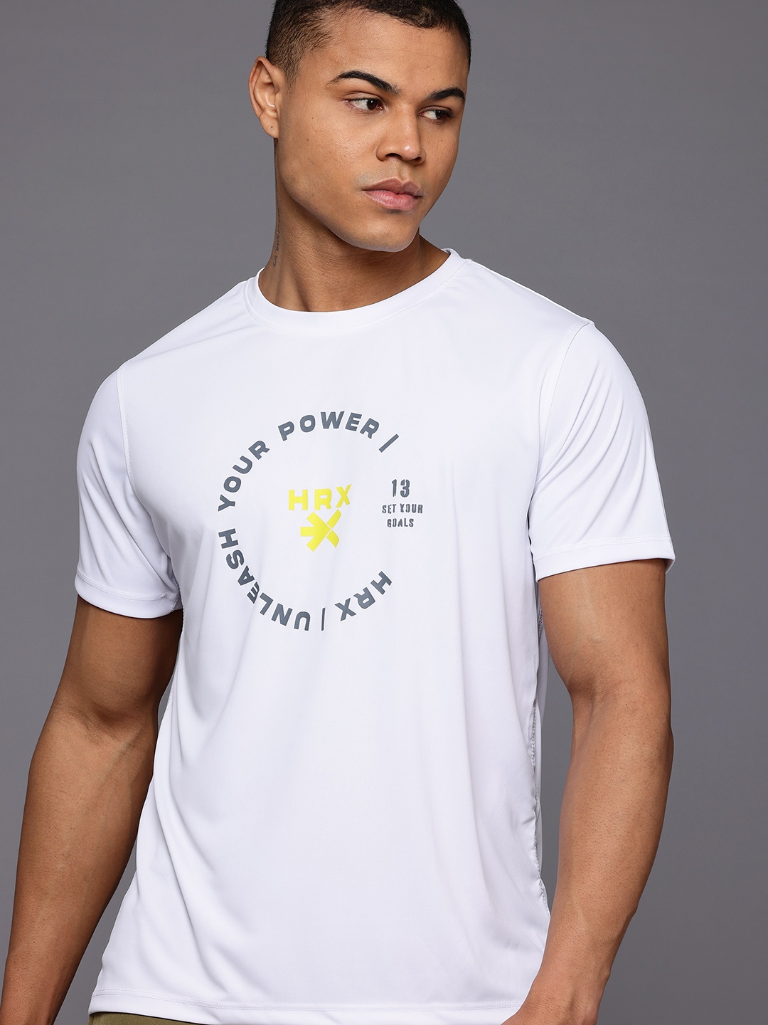 

HRX by Hrithik Roshan Printed Rapid-Dry Training T-shirt, White