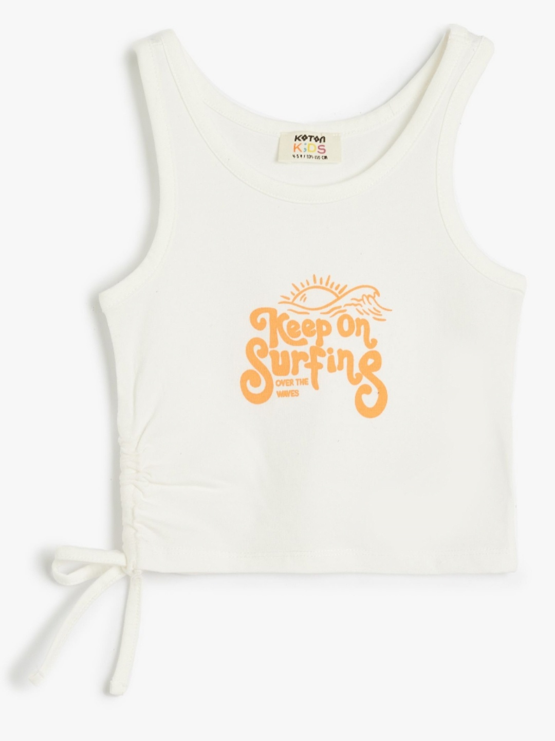 

Koton Girls Typography Printed Round Neck Cotton T-Shirt, Beige