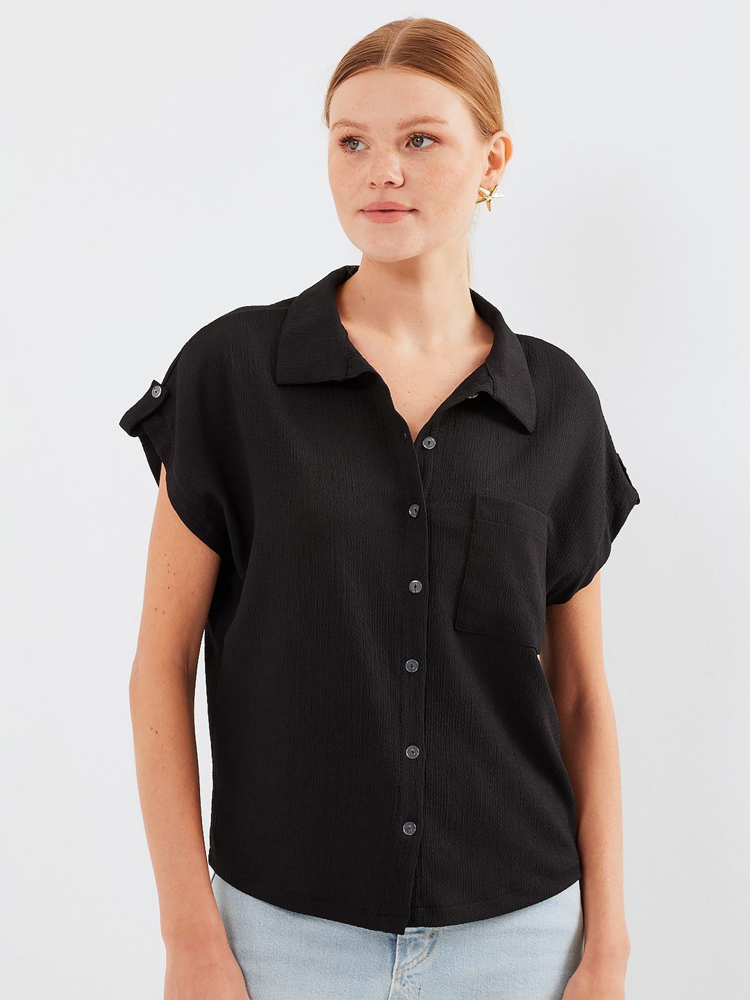 

BIGDART Women Spread Collar Solid Casual Shirt, Na