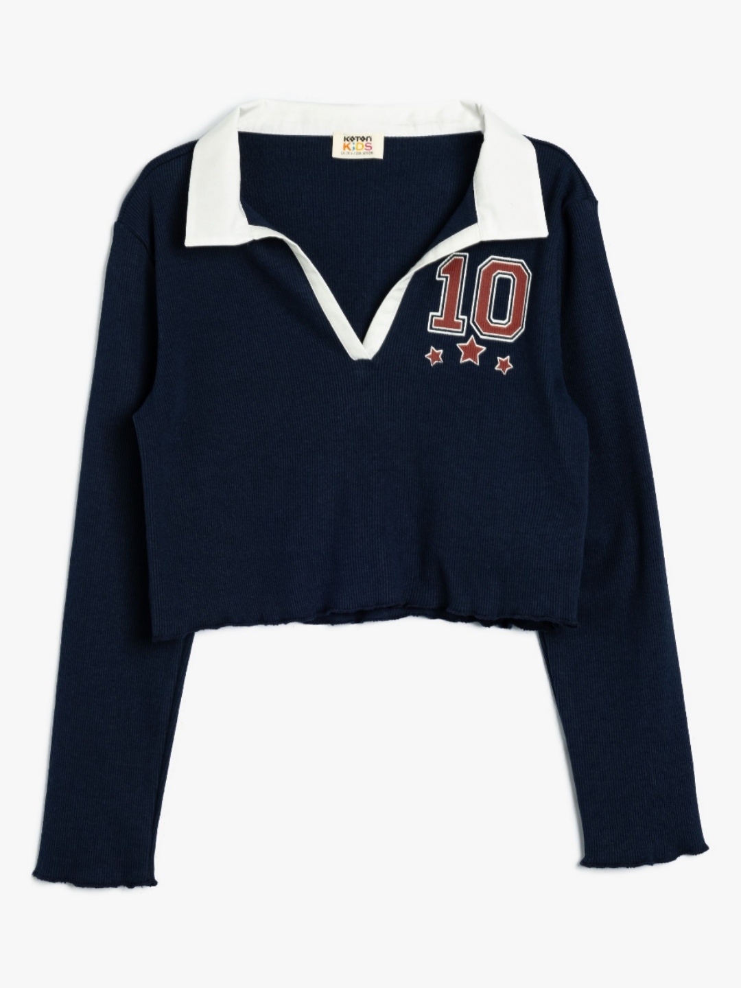

Koton Girls Solid Polo Collar Cotton T-Shirt, Navy blue