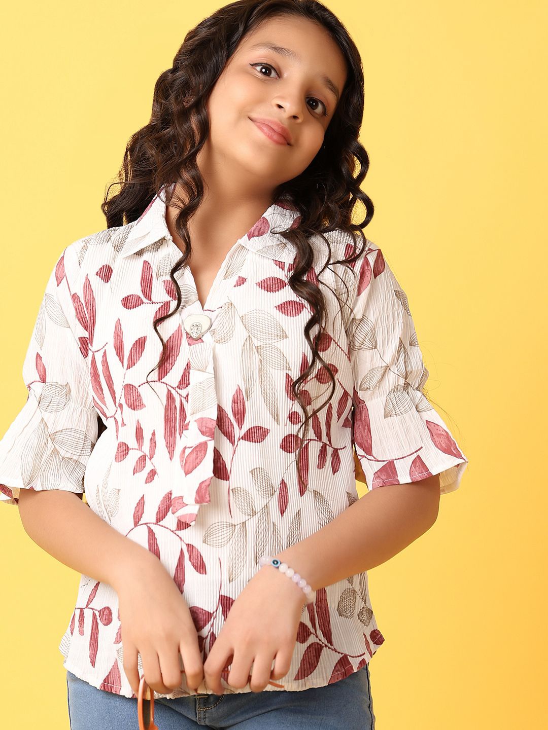 

V-Mart Floral Print Cotton Top, Off white