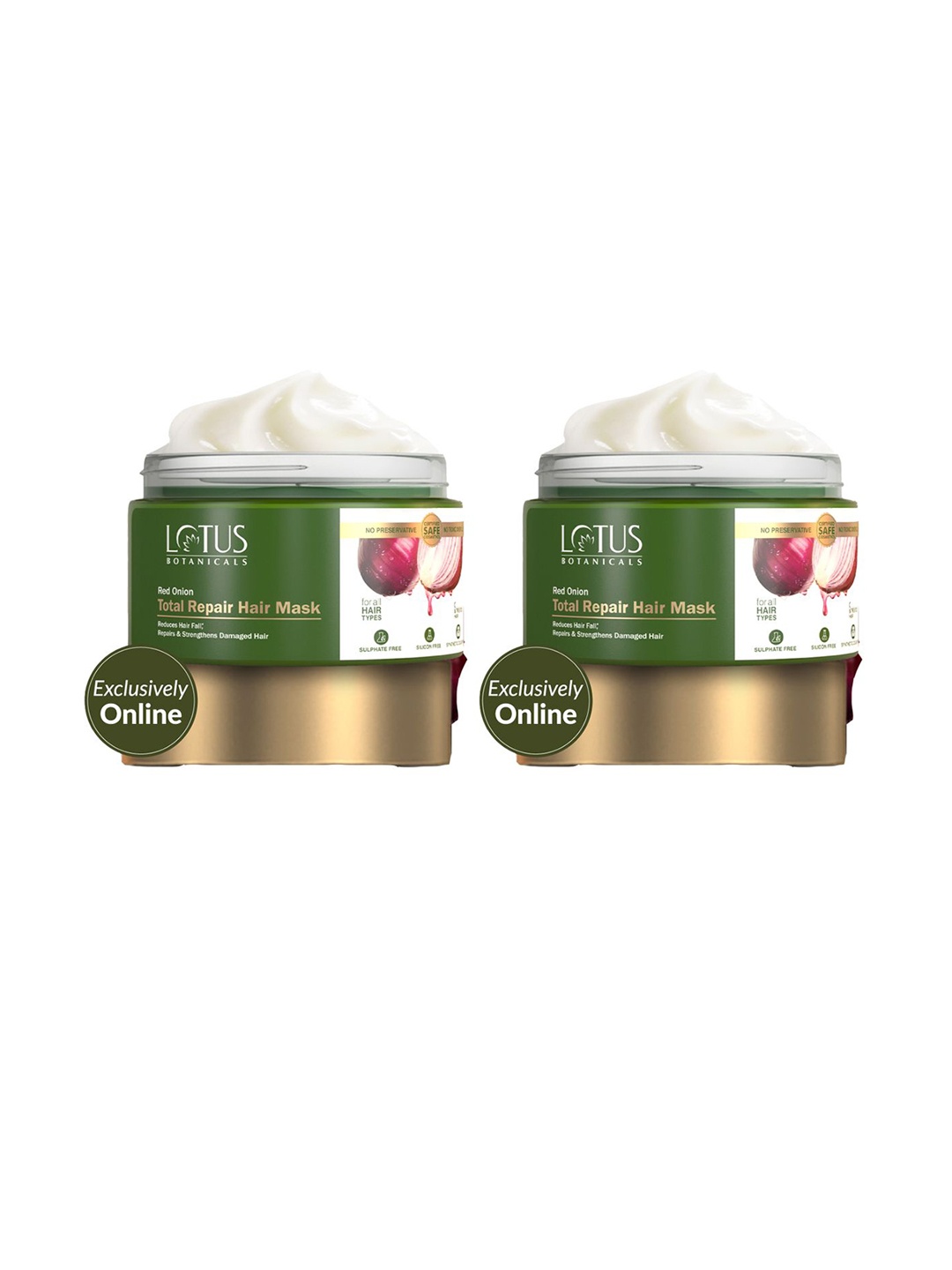 

Lotus Botanicals Set Of 2 Red Onion Total Repair Hair Mask - 200g Each, Green