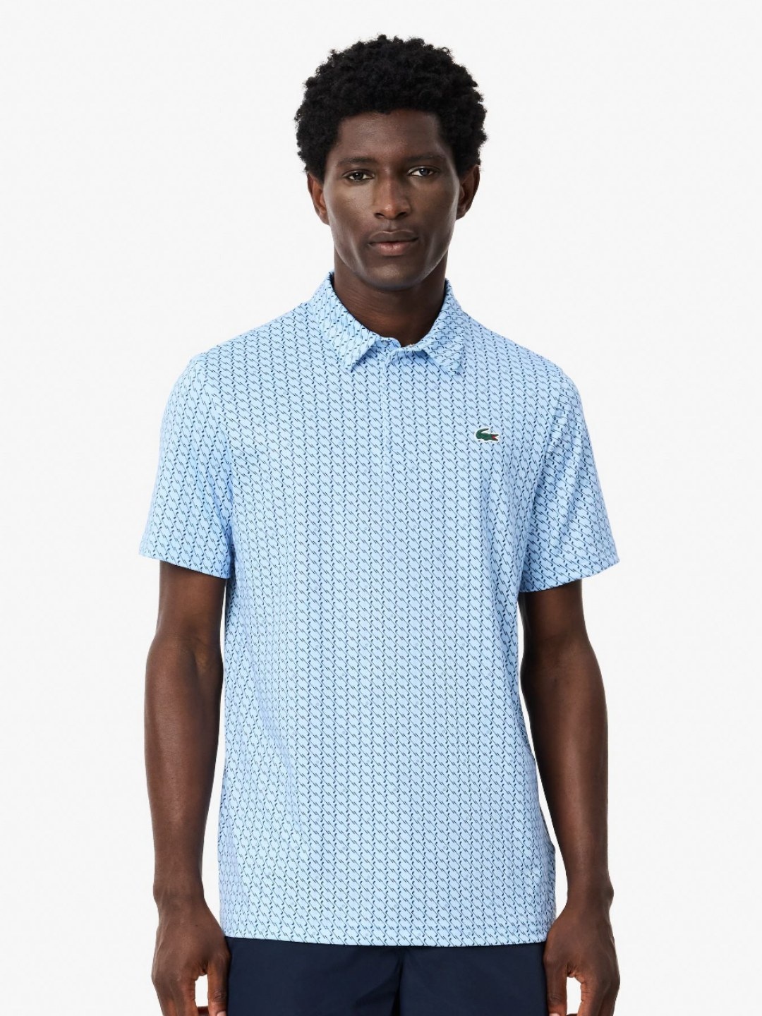 

Lacoste Men Abstract Printed Polo Collar T-Shirt, Blue