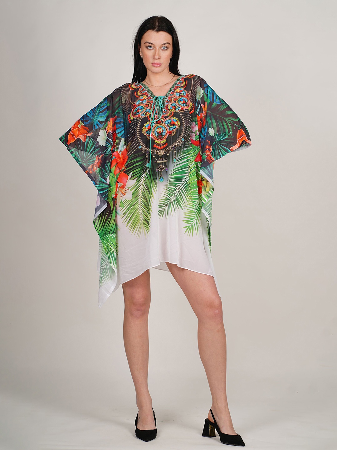 

ravi rajoria Printed Crepe Kaftan Dress, Multi