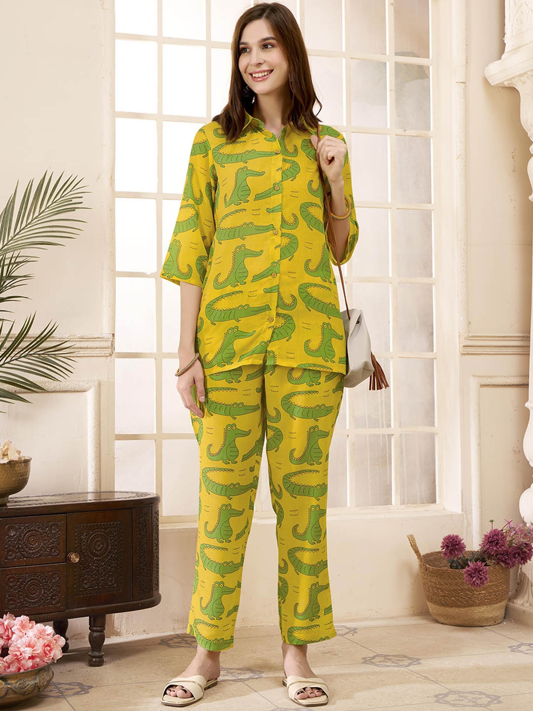 

Anouk Printed Shirt & Trouser Co-Ords, Yellow