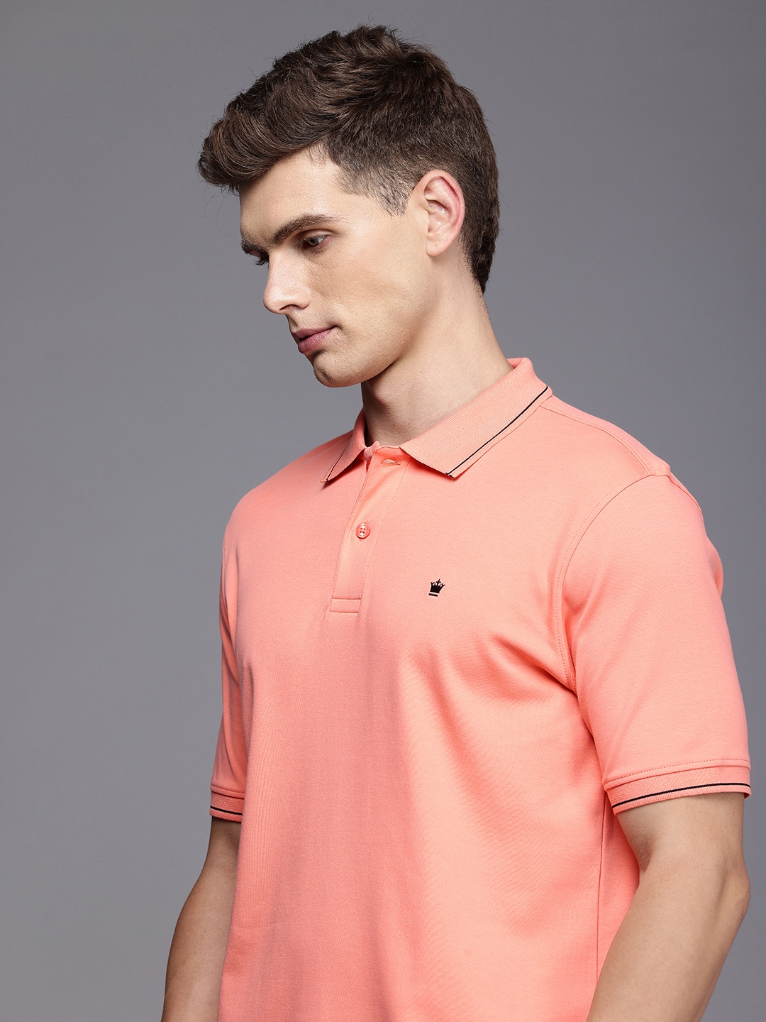 

Louis Philippe Polo Collar Pure Cotton T-shirt, Coral