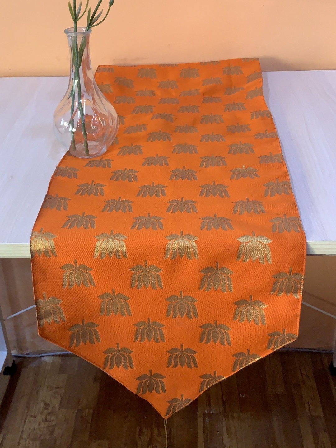 

Pink Parrot Orange-Colored Printed Table Runner