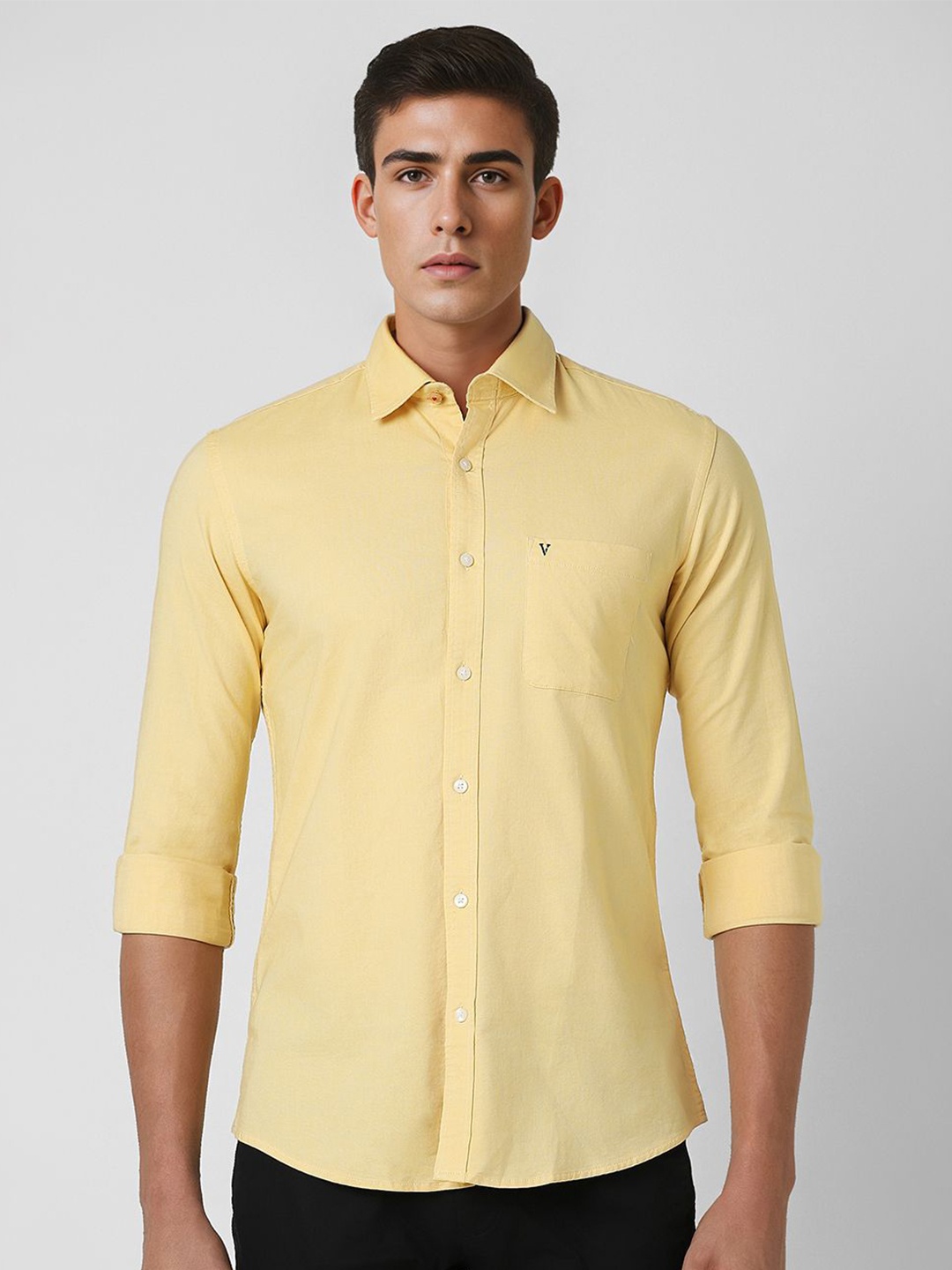 

Van Heusen Sport Men Spread Collar Solid Cotton Slim Fit Casual Shirt, Yellow