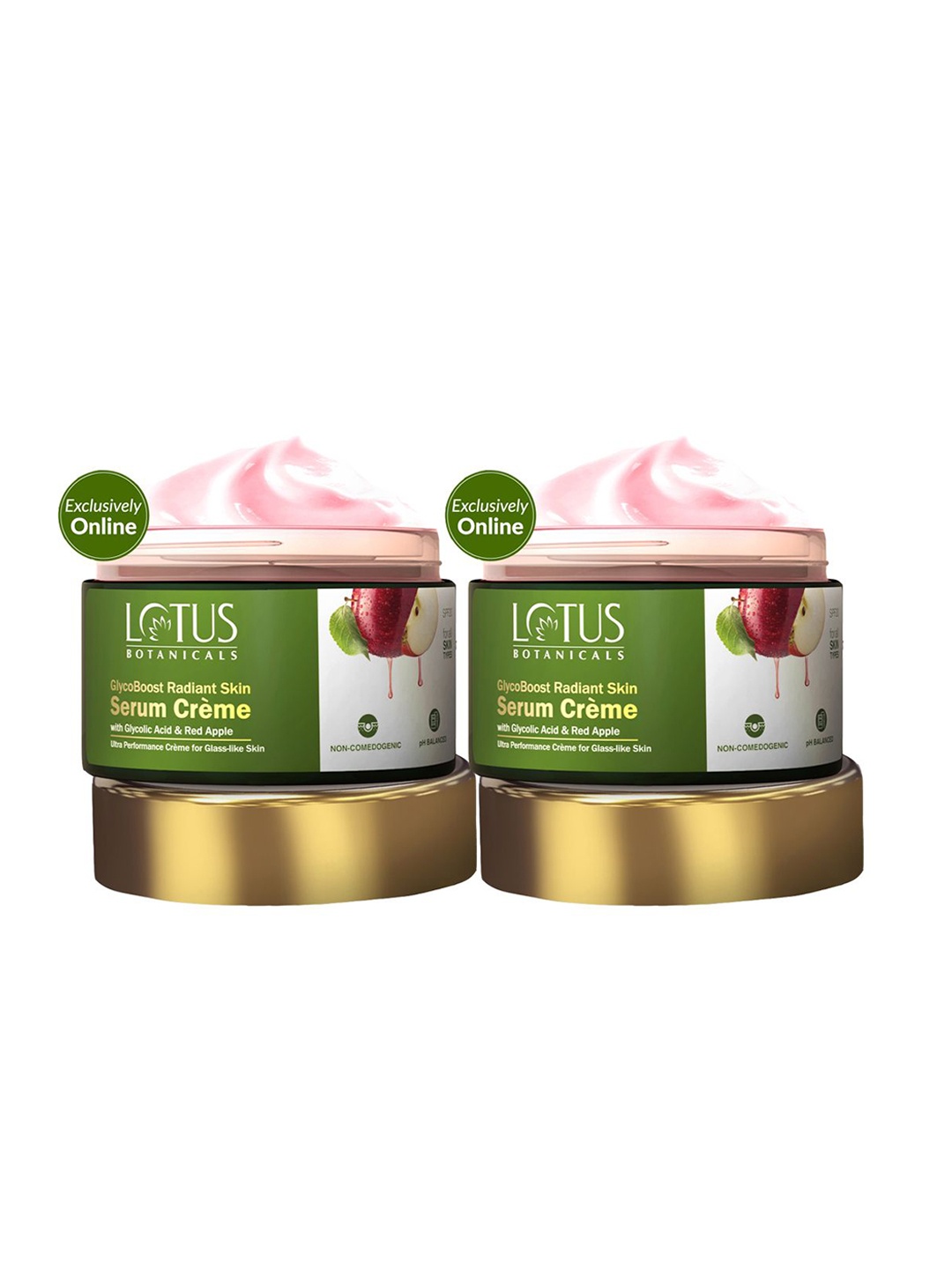 

Lotus Botanicals Set Of 2 Red Apple GlycoBoost Radiant Skin Serum Creme 50 g Each, Green