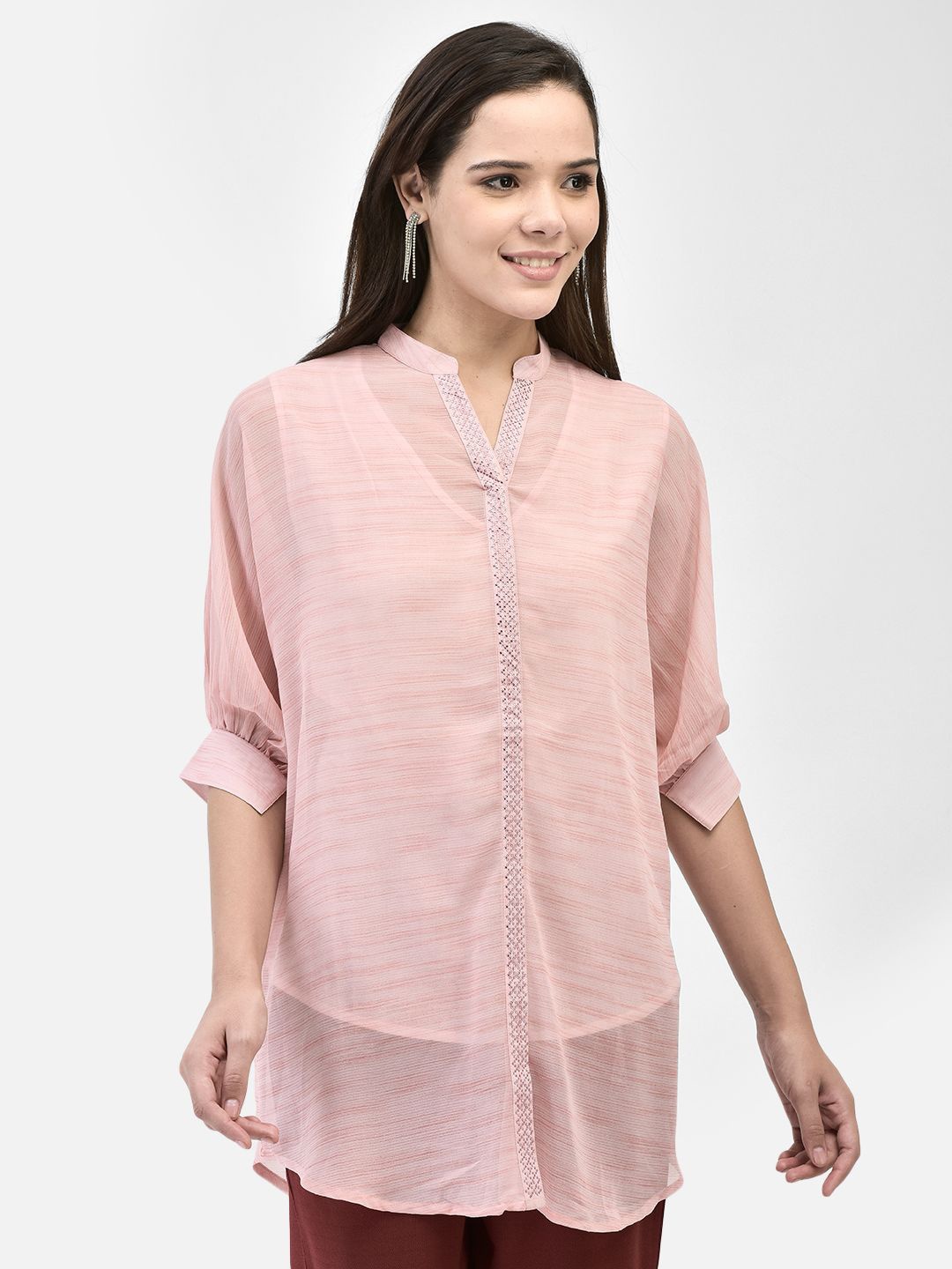 

FUTURO Georgette Longline Top, Pink