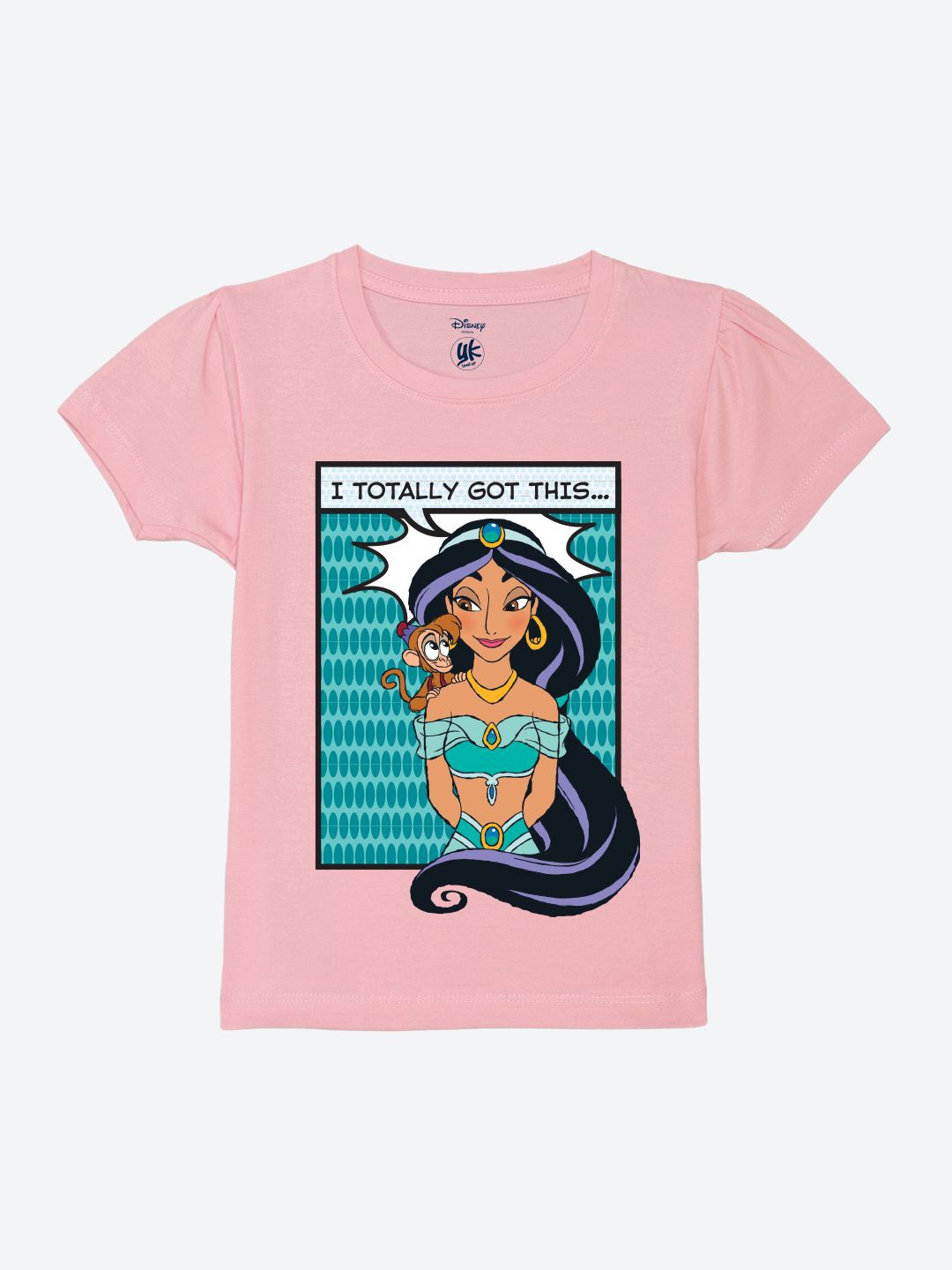 

YK Disney Girls Graphic Printed Round Neck Pure Cotton T-Shirt, Pink