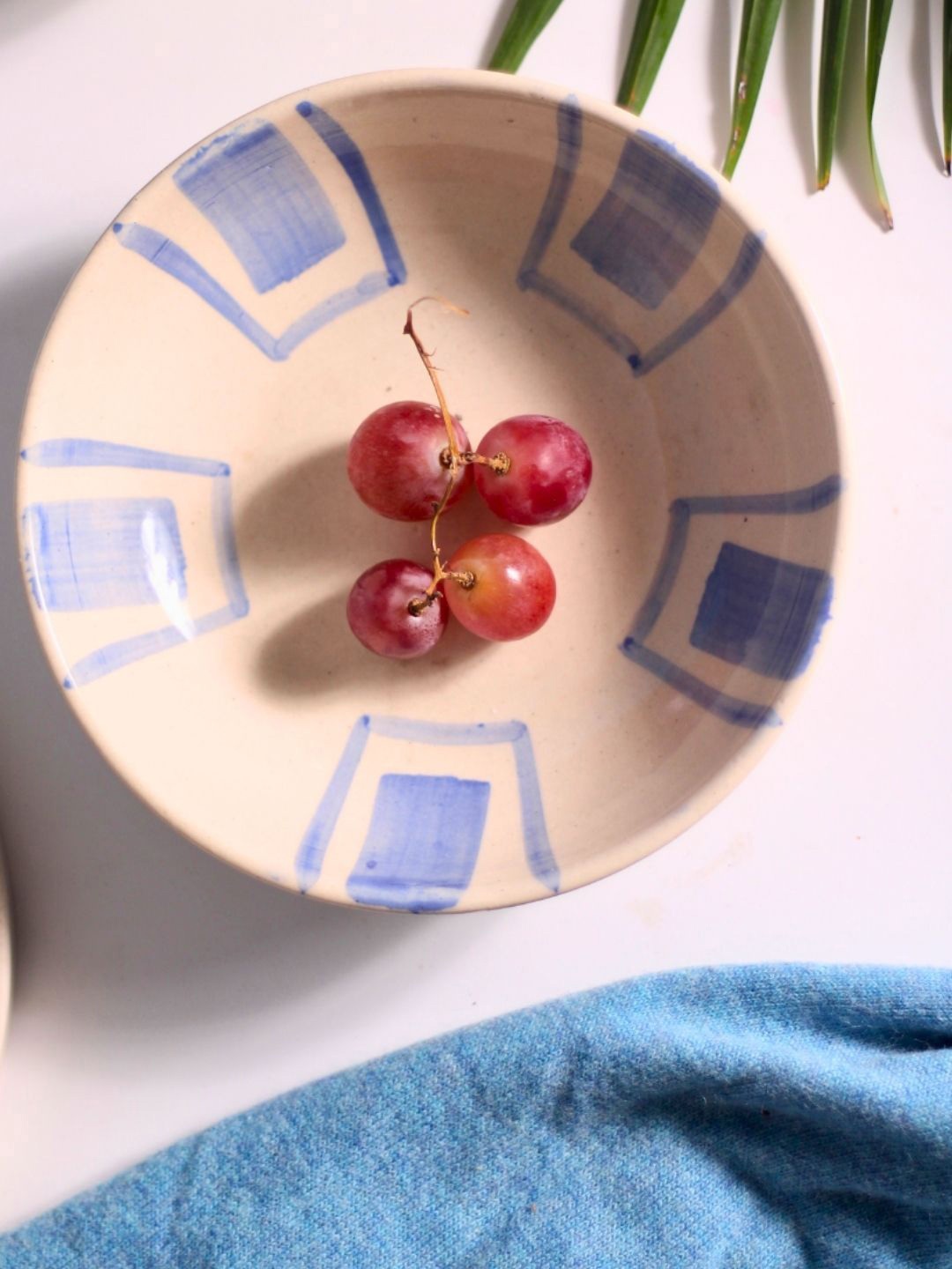 

WEAVING HOMES Blue & Beige Printed Ceramic Serving Bowls 280ml