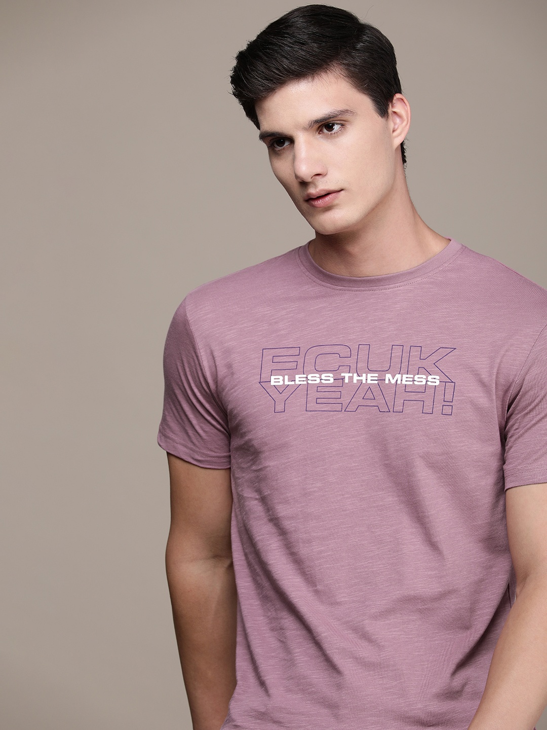

FCUK Brand Logo Printed Pure Cotton T-shirt, Pink