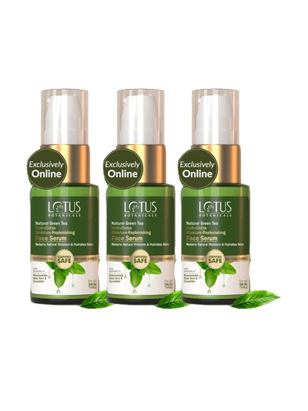 

Lotus Botanicals Set Of 3 Natural Green Tea HydraDetox Face Serum - 30 g Each