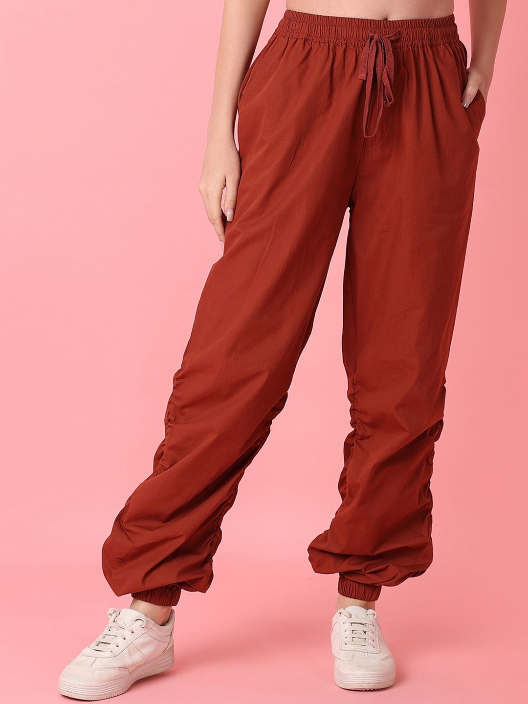 

UNLIMITED Women Western Solid Joggers Trousers, Brown