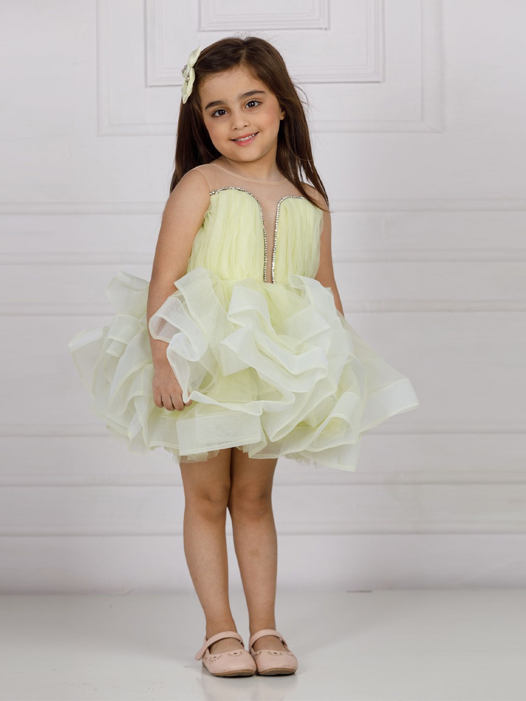 

The Lush Affair Girls Fit & Flare Mini Dress, Lime green