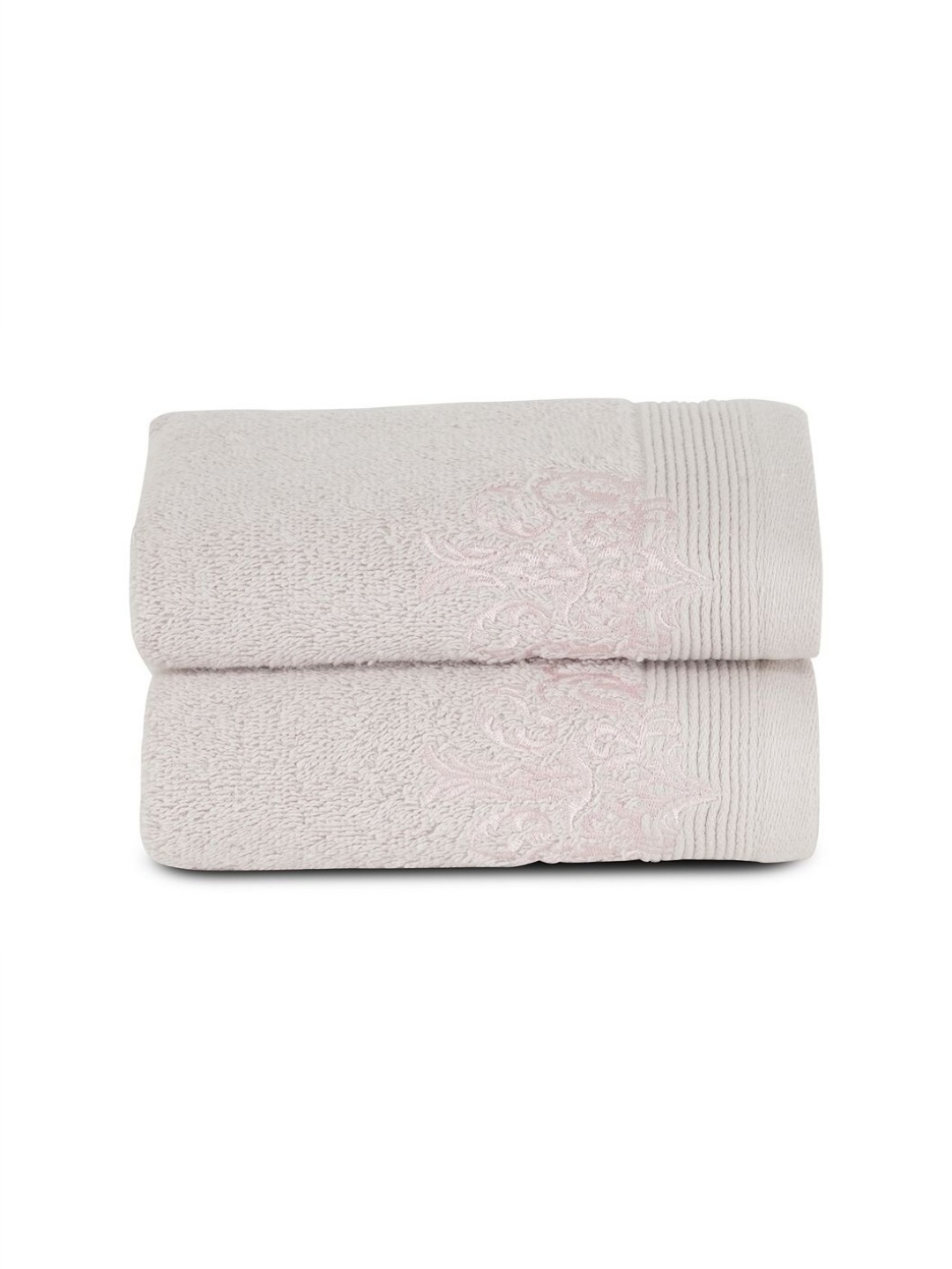 

MASPAR Acanthus Serenity Pink 2 Pieces Self Design Cotton 550 GSM Hand Towels