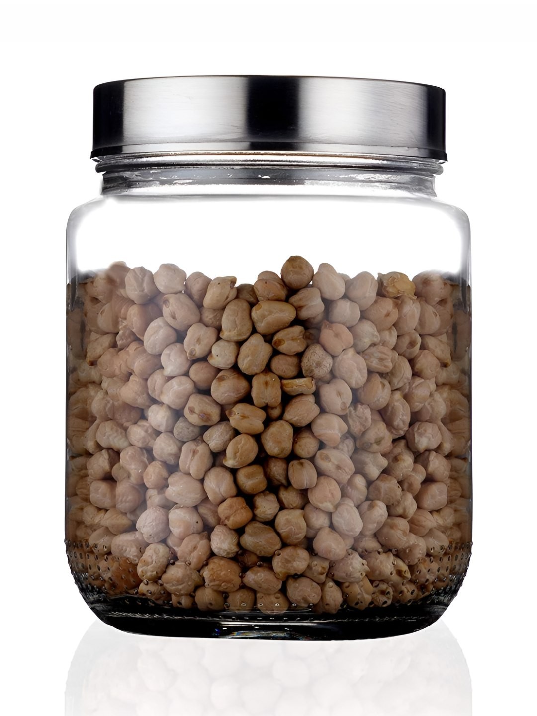 

CROCO JAR Transparent and Steel Piramal Storage Glass Food Container 1L