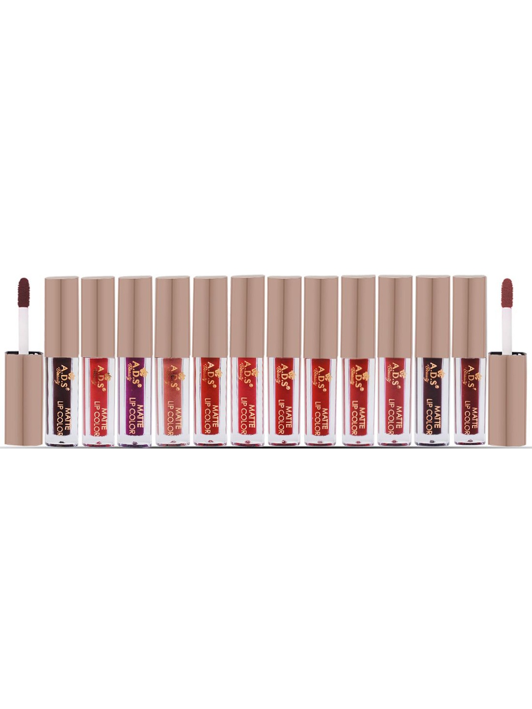 

A.D.S Set Of 12 Waterproof Long Lasting Liquid Matte Lipstick- 4.5ml Each- Shade B, Purple