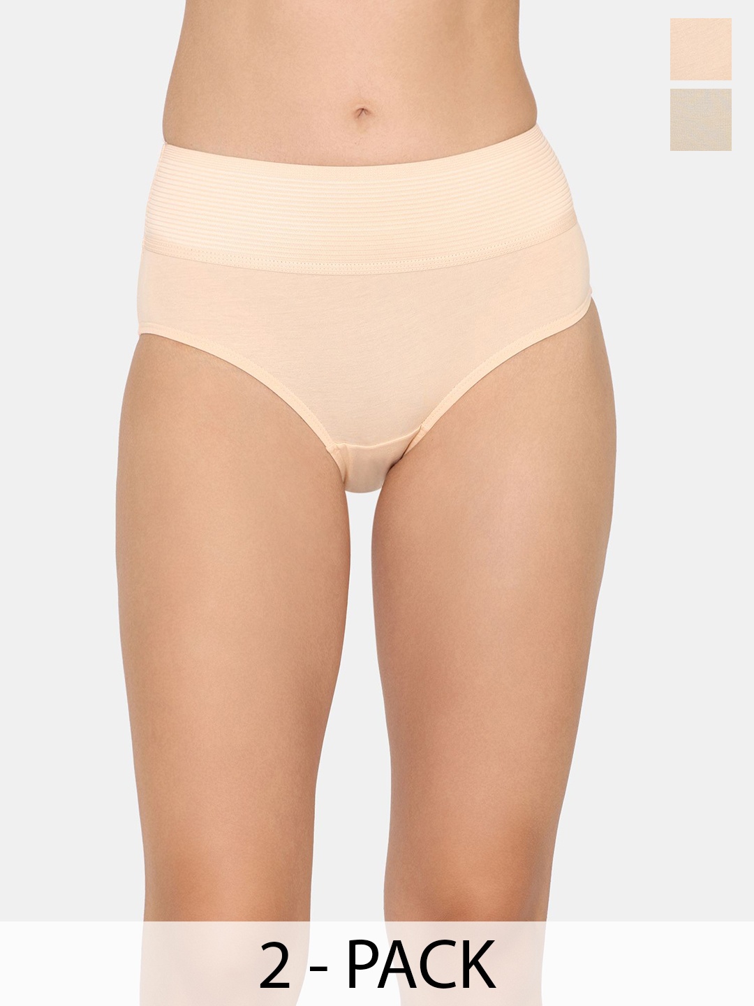 

Zivame Women Solid Pack Of 2 High-Rise Hipster Briefs, Green