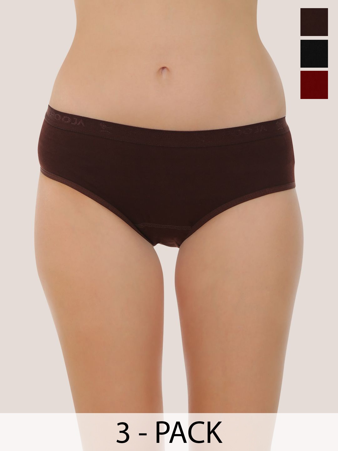 

POOJA Women Pack Of 3 Hipster Briefs PQ5032_3P_BL_MR_BRW_S, Blue