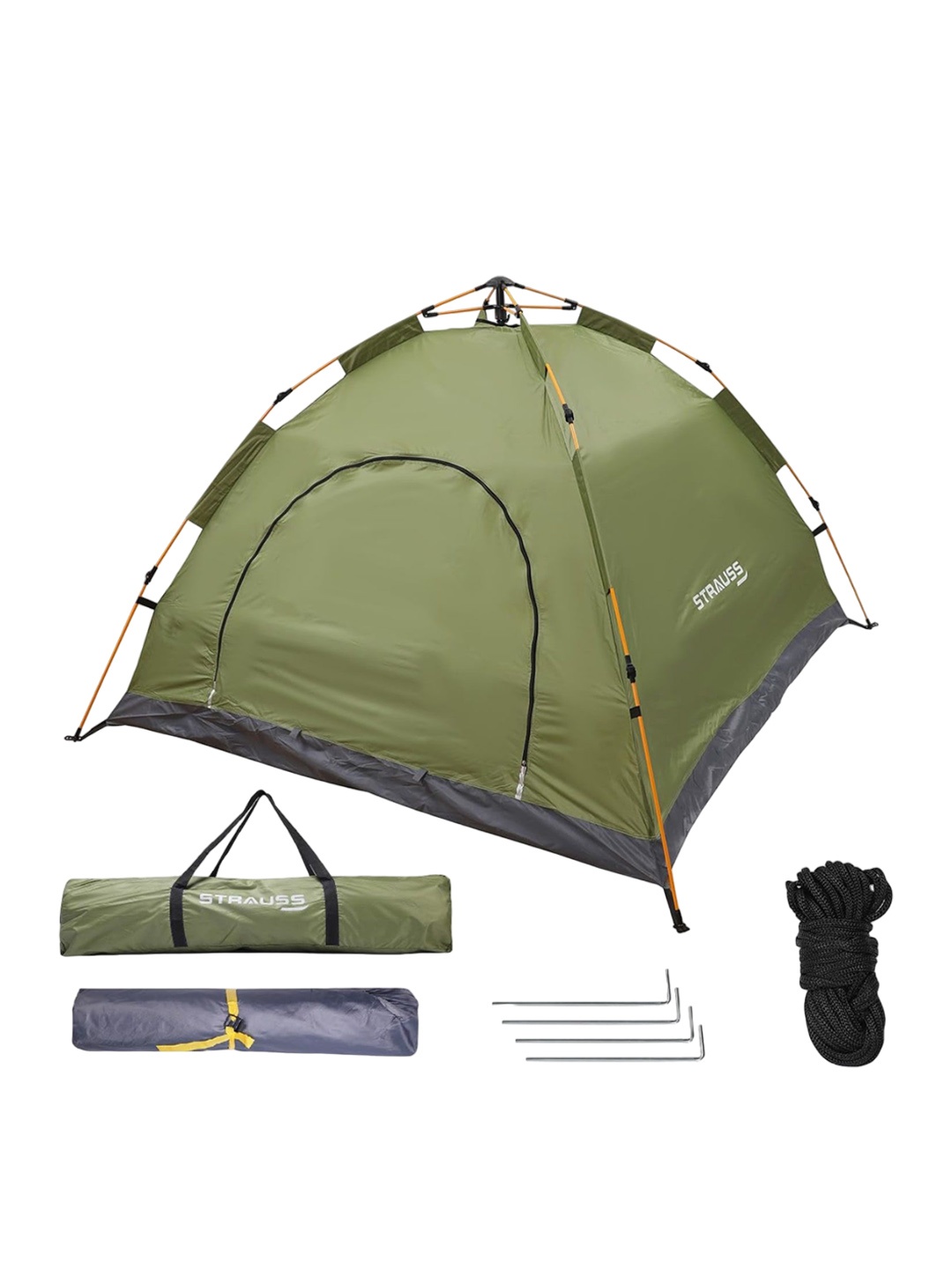 

STRAUSS 4 People Waterproof Portable Camping Tent, Green