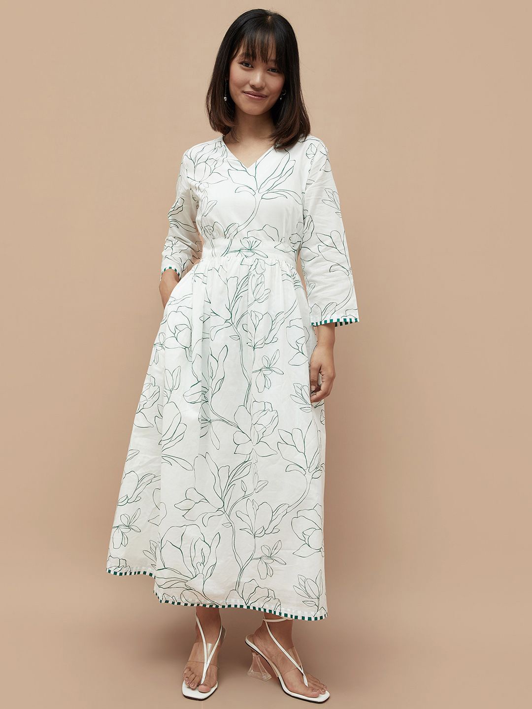 

Colour Me by Melange Floral Print Fit & Flare Maxi Dress, White