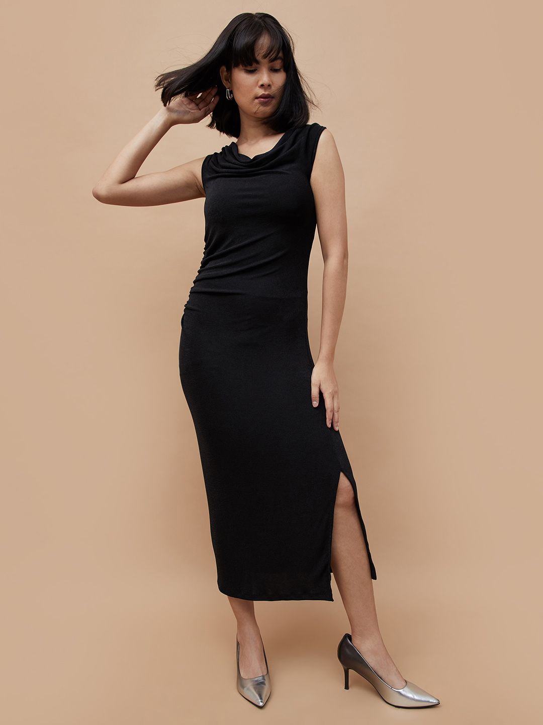 

CODE by Lifestyle Solid Bodycon Maxi Dress, Black