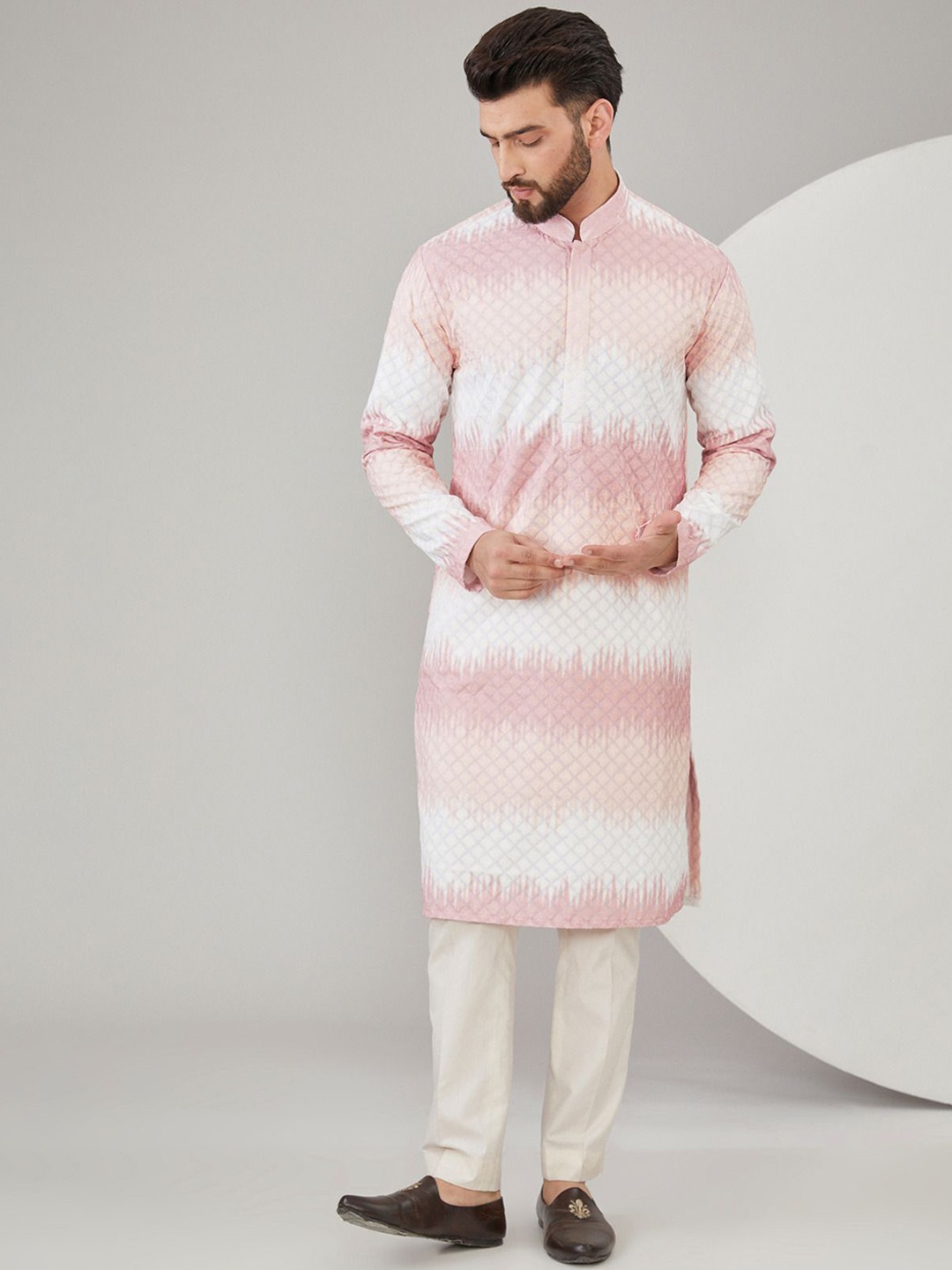 

KASBAH CLOTHING NISHCHAIY SAJDEH Ethnic Motifs Embroidered Thread Work Cotton Kurta, Pink