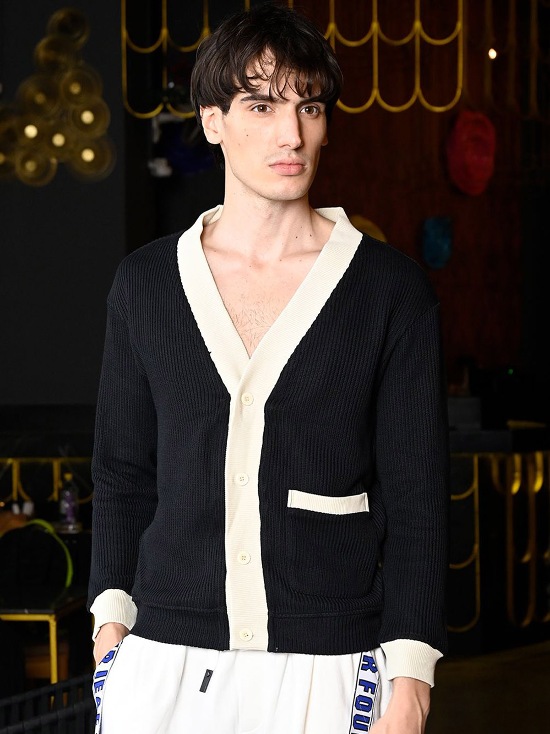 

ODETTE Men Solid Collarless jacket, Black