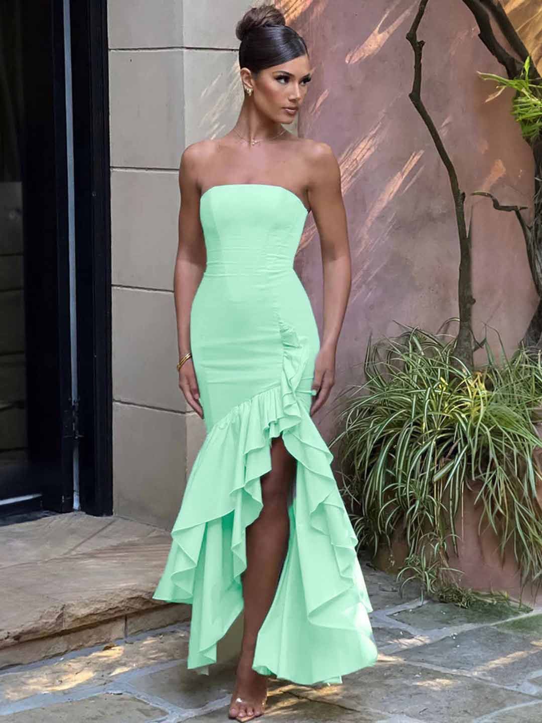 

StyleCast Strapless Ruffled Maxi Dress, Sea green