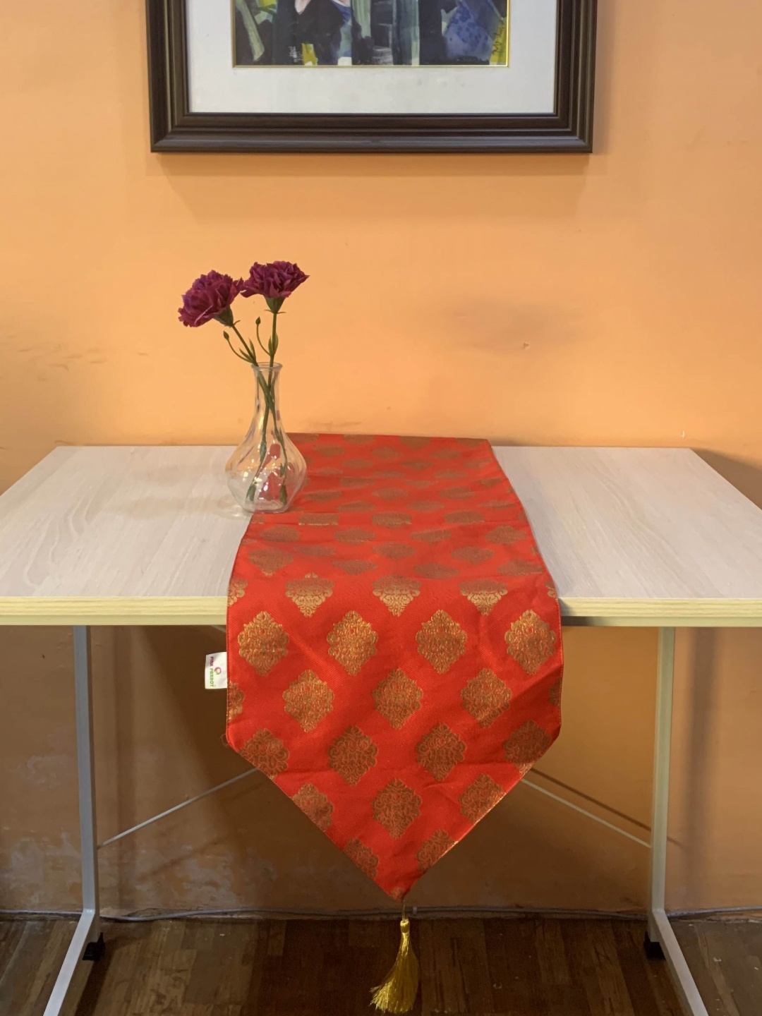 

Pink Parrot Orange-Coloured & Yellow-Coloured Printed Table Runner