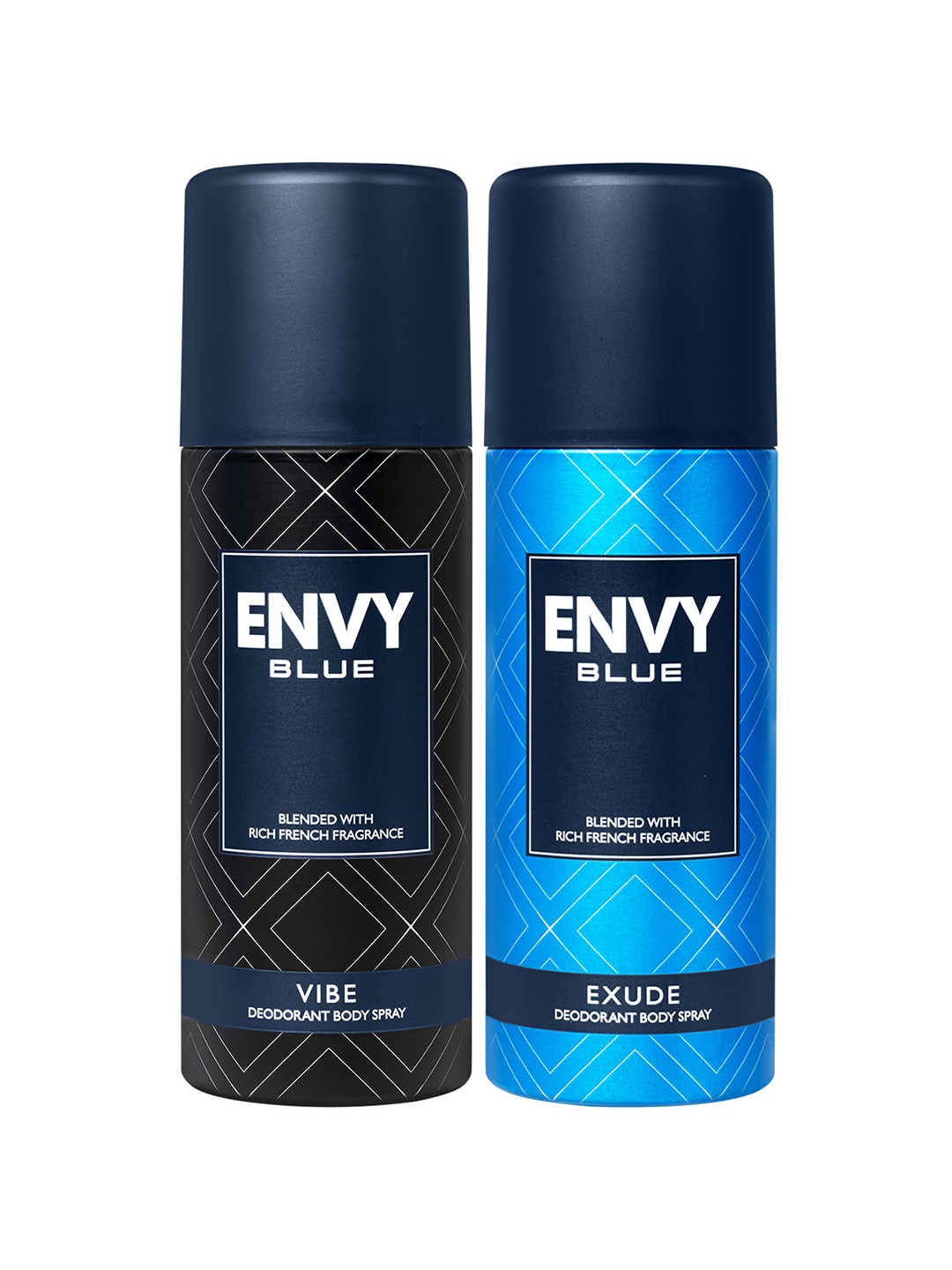 

Envy Men Set of 2 Blue Deodorant Body Spray - Vibe & Exude - 105g (165ml) each, Black