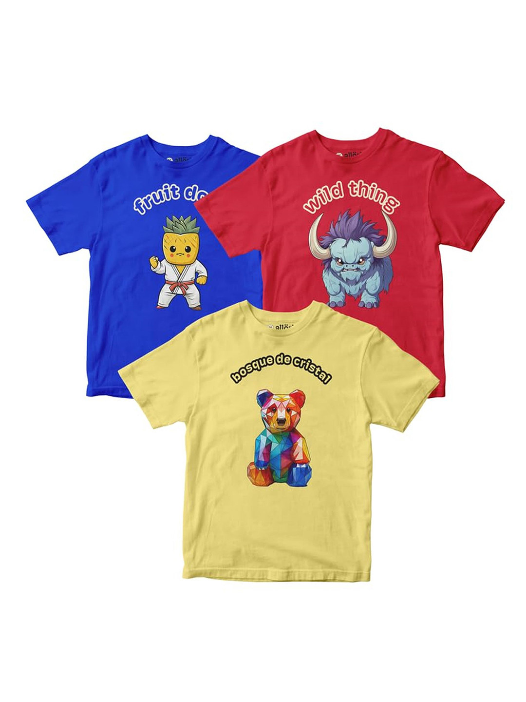 

allorio kids Boys 3 Printed Applique Slim Fit T-shirt, Multi